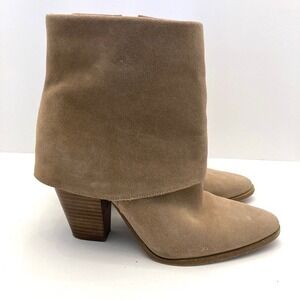 Jessica Simpson Coulton Suede Fold-Over Ankle Boots Sandstone Tan Womens 9 EU 40
